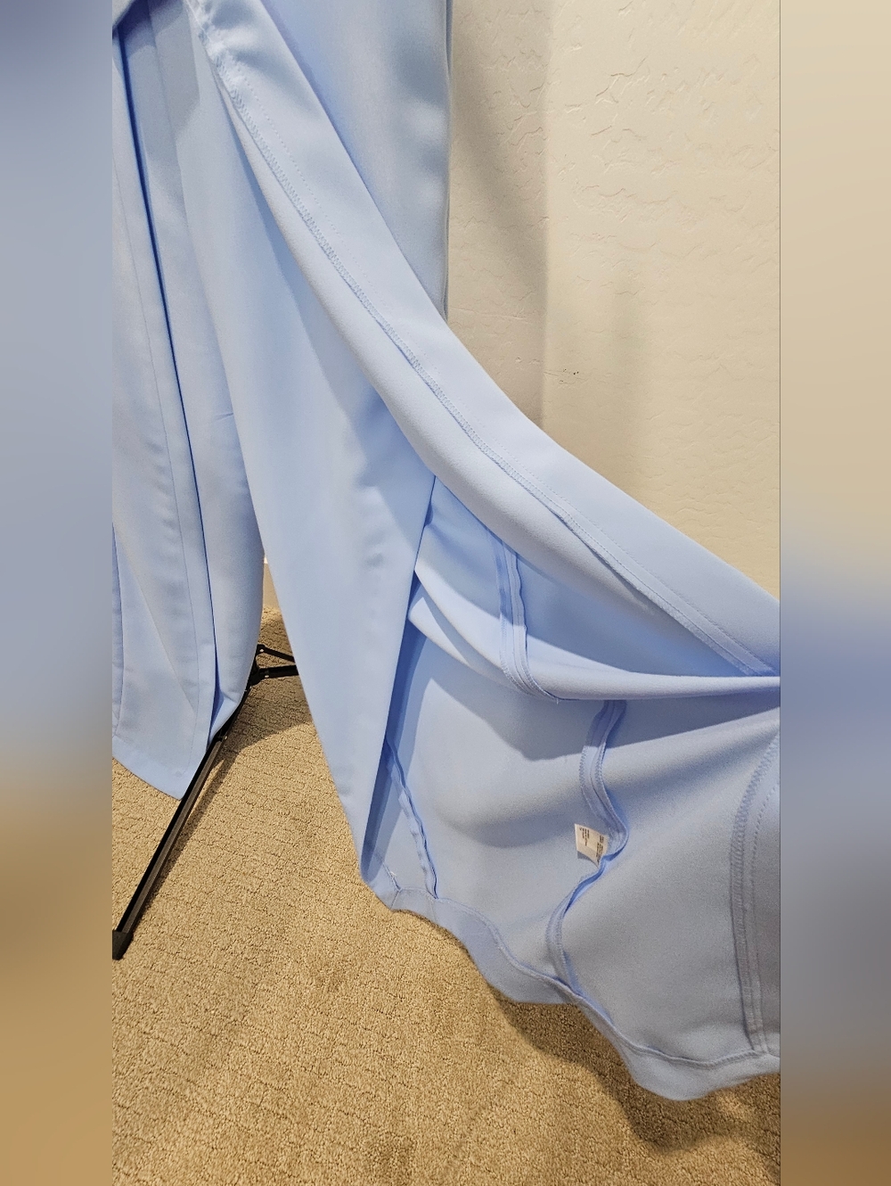 Asymmetrical Icy Blue One-Shoulder Jumpsuit w/Waist Tie Slit Legs Women's Sz 12 - Picture 5 of 12